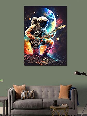 Kanvas Tablo Uzayda Gitar Çalan Astronot