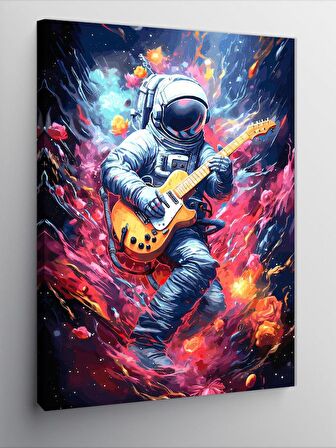 Kanvas Tablo Uzayda Gitar Çalan Astronot