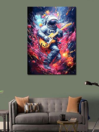 Kanvas Tablo Uzayda Gitar Çalan Astronot