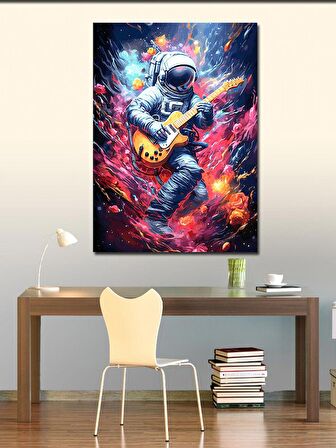 Kanvas Tablo Uzayda Gitar Çalan Astronot