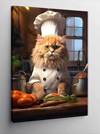 Kanvas Tablo Aşçı Kedi