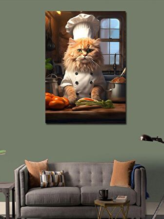 Kanvas Tablo Aşçı Kedi