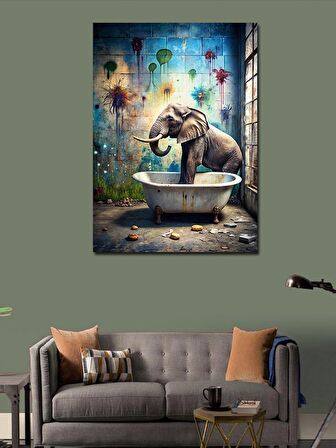 Kanvas Tablo Küvetteki Fil