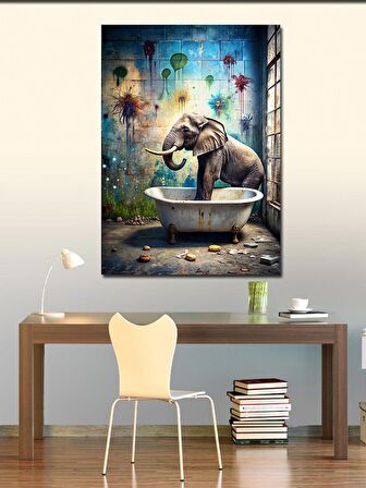 Kanvas Tablo Küvetteki Fil