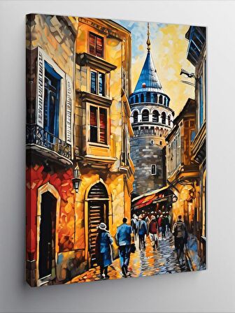 Kanvas Tablo Galata Kulesi Ve İnsanlar