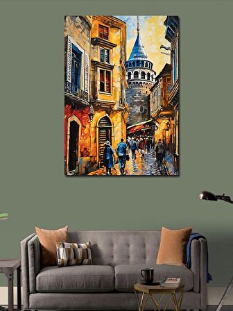 Kanvas Tablo Galata Kulesi Ve İnsanlar