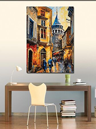 Kanvas Tablo Galata Kulesi Ve İnsanlar