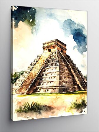 Kanvas Tablo El Castillo Aztek Piramidi