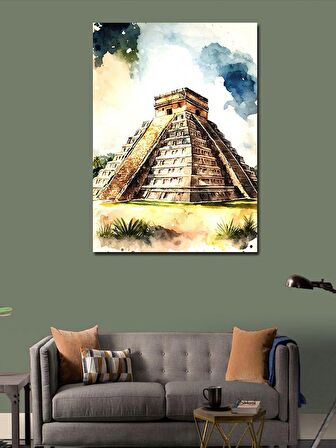 Kanvas Tablo El Castillo Aztek Piramidi