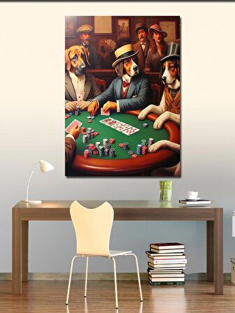 Kanvas Tablo İskambil Oynayan Köpekler