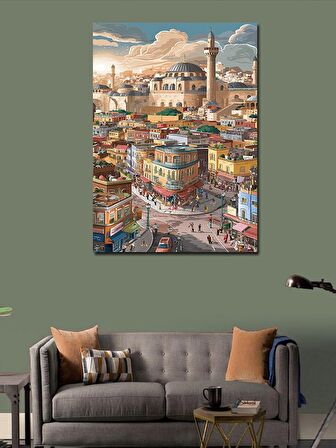 Kanvas Tablo Sevimli Şehir Ve Büyük Cami
