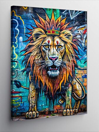 Kanvas Tablo Aslan Kral Graffiti