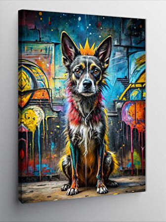 Kanvas Tablo Sevimli Köpek Ve Graffitiler