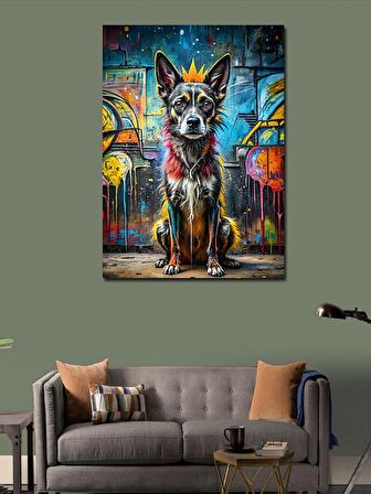 Kanvas Tablo Sevimli Köpek Ve Graffitiler