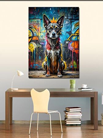 Kanvas Tablo Sevimli Köpek Ve Graffitiler