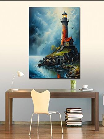 Kanvas Tablo Deniz Feneri Ve Ev
