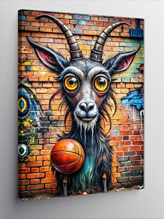 Kanvas Tablo Basketbol Topu Ve Keçi
