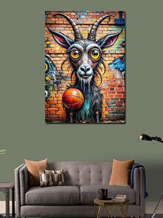 Kanvas Tablo Basketbol Topu Ve Keçi