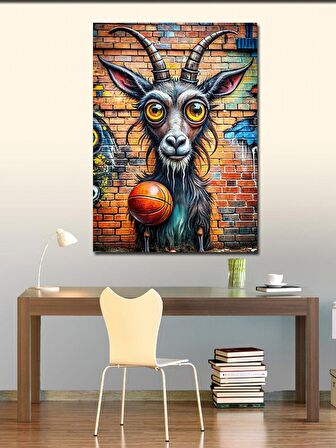Kanvas Tablo Basketbol Topu Ve Keçi
