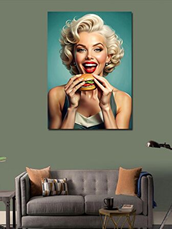 Kanvas Tablo Hamburger Yiyen Marilyn Monroe