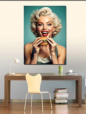 Kanvas Tablo Hamburger Yiyen Marilyn Monroe