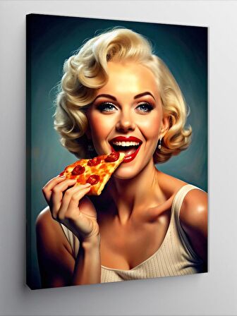 Kanvas Tablo Pizza Yiyen Marilyn Monroe