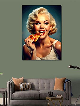 Kanvas Tablo Pizza Yiyen Marilyn Monroe