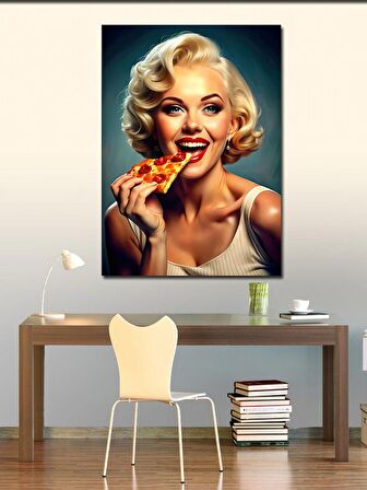 Kanvas Tablo Pizza Yiyen Marilyn Monroe
