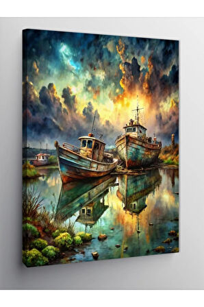 Kanvas Tablo Balıkçı Tekneleri