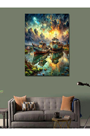 Kanvas Tablo Balıkçı Tekneleri