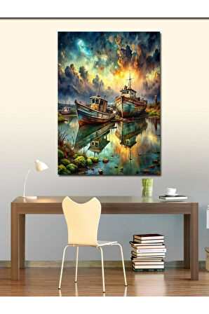 Kanvas Tablo Balıkçı Tekneleri