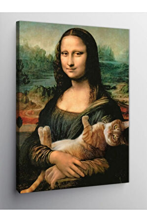 Kanvas Tablo Mona Lisa Ve Kedi
