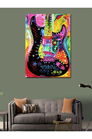 Kanvas Tablo Renkli Gitar