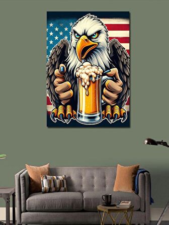 Kanvas Tablo Bira İçen Kartal