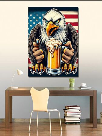 Kanvas Tablo Bira İçen Kartal