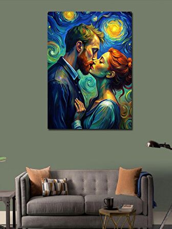 Kanvas Tablo Van Gogh Tarzında Öpücük