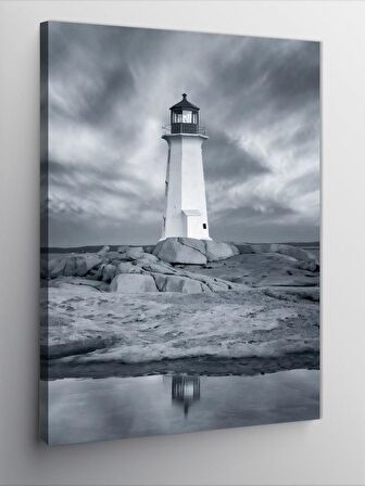 Kanvas Tablo Siyah Beyaz Deniz Feneri