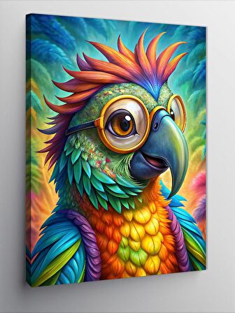 Kanvas Tablo Gözlüklü Papağan