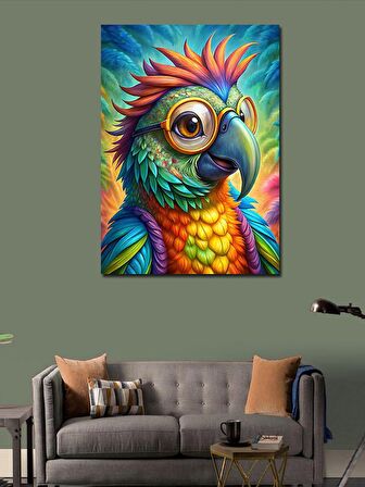 Kanvas Tablo Gözlüklü Papağan