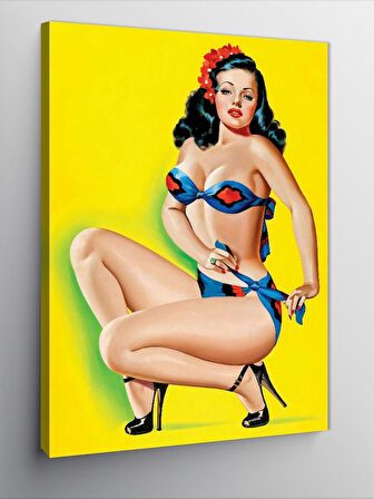 Kanvas Tablo Bikinili Pin Up Kızı
