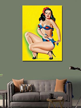 Kanvas Tablo Bikinili Pin Up Kızı