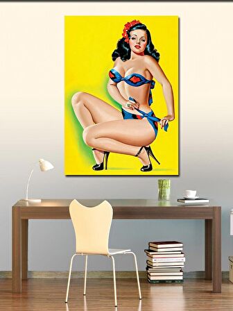 Kanvas Tablo Bikinili Pin Up Kızı