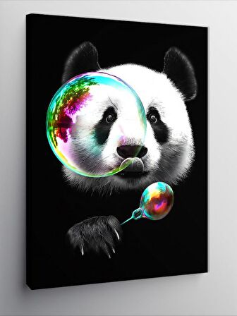 Kanvas Tablo Baloncuk Üfleyen Panda
