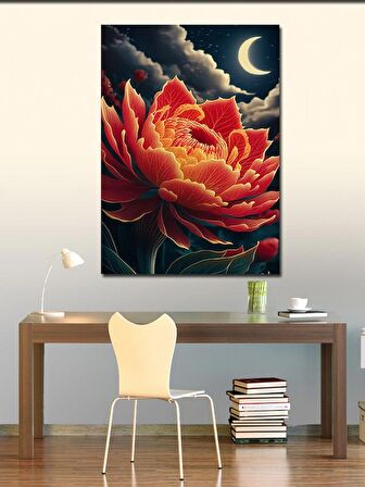 Kanvas Tablo Çiçek Ve Ay