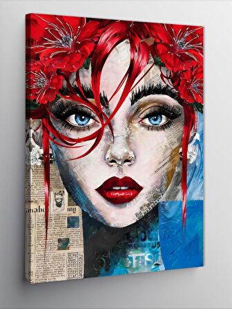 Kanvas Tablo Çiçek Saçlı Kadın
