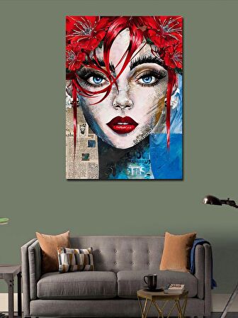 Kanvas Tablo Çiçek Saçlı Kadın