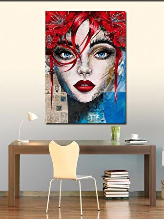 Kanvas Tablo Çiçek Saçlı Kadın