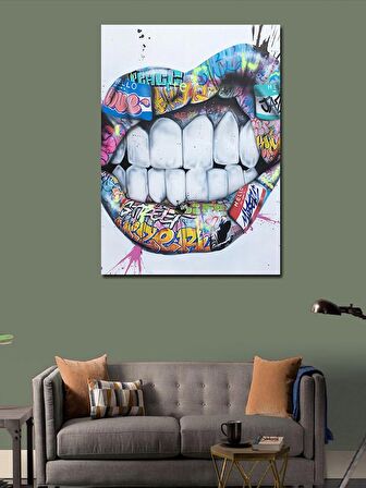 Kanvas Tablo Pop Art Dudak Ve Diş