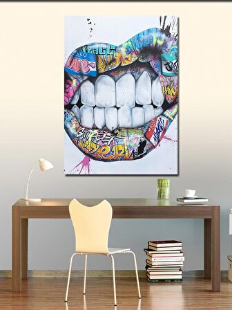 Kanvas Tablo Pop Art Dudak Ve Diş