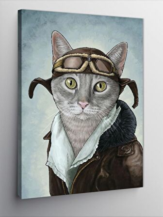 Kanvas Tablo Pilot Kedi